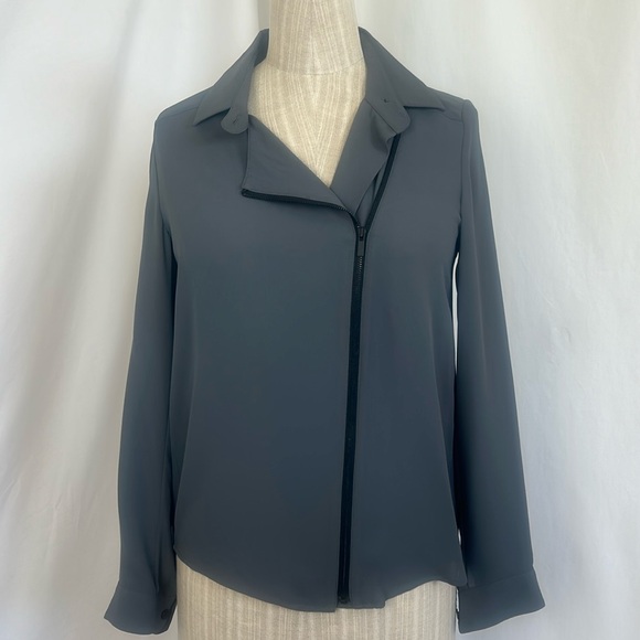 The Kooples Tops - THE KOOPLES Zip Fastened Chiffon Shirt grey size 0